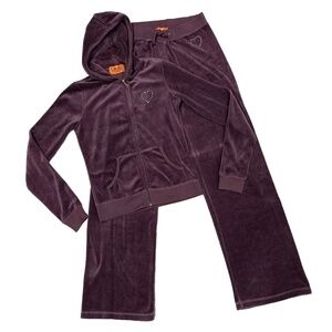 Vintage Juicy Couture Tracksuit Matching Set Small Jacket Pants Bling Heart Y2k